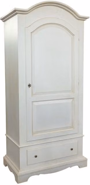 Armadio in legno stile shabby chic bianco con una porta e cassetti integrati Mobili 2G L/P/H: 96 x 56 x 196 cm