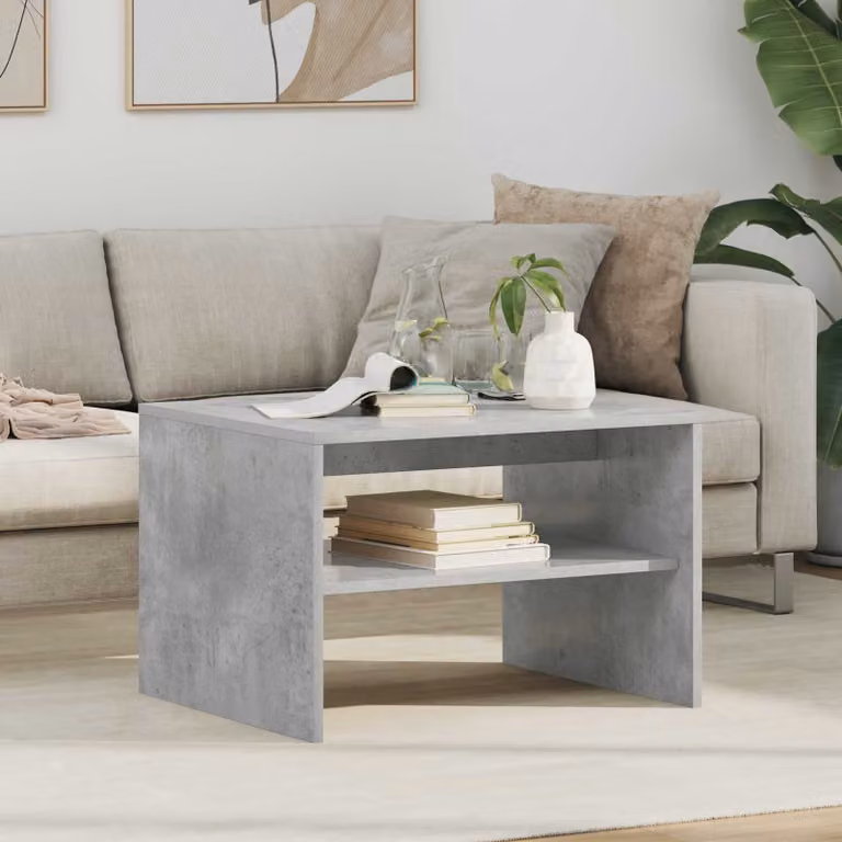 Tavolino da salotto moderno vidaXL in MDF grigio con piano rettangolare L: 60 cm, P: 50 cm, H: 40 cm