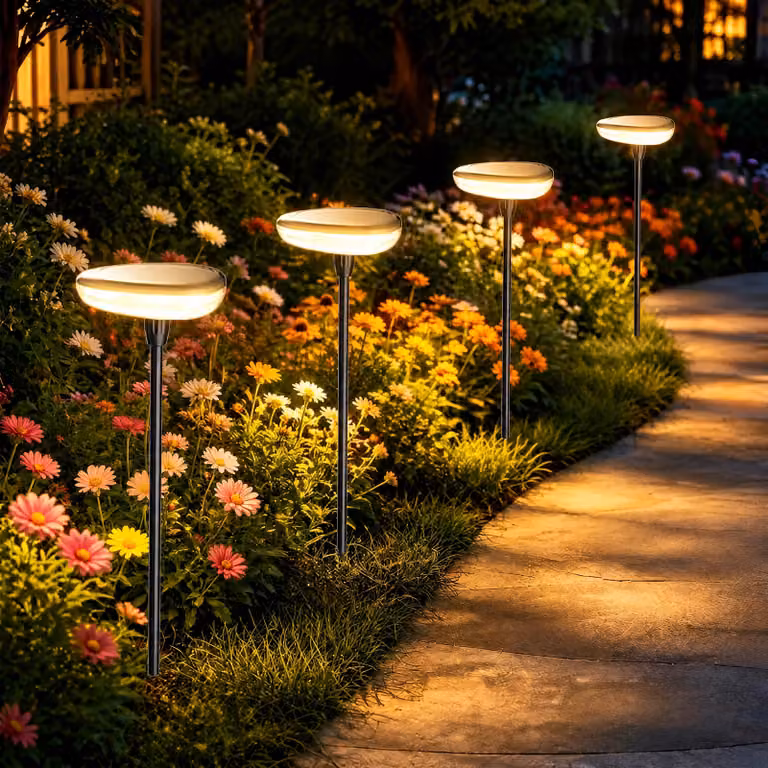 Set di 8 luci solari da giardino, illuminazione direzionale verso il basso, 34 lumen, grado di protezione IP65, batteria da 1000 mAh
