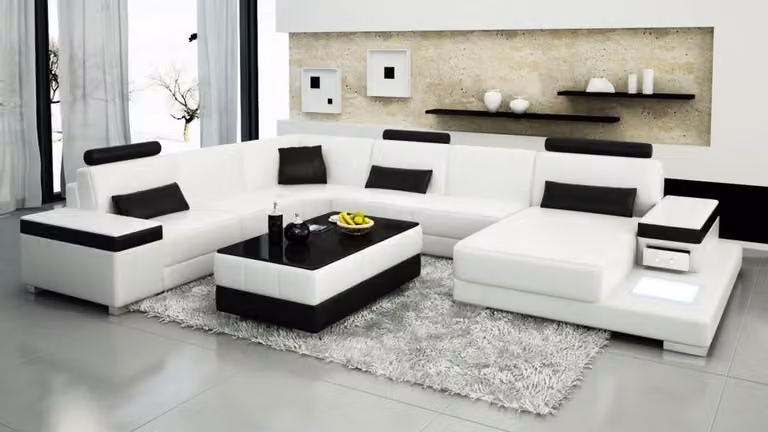 Ledersofa Designer Sofa U-Form Wohnlandschaft Couch Polster Ecksofa Garnitur