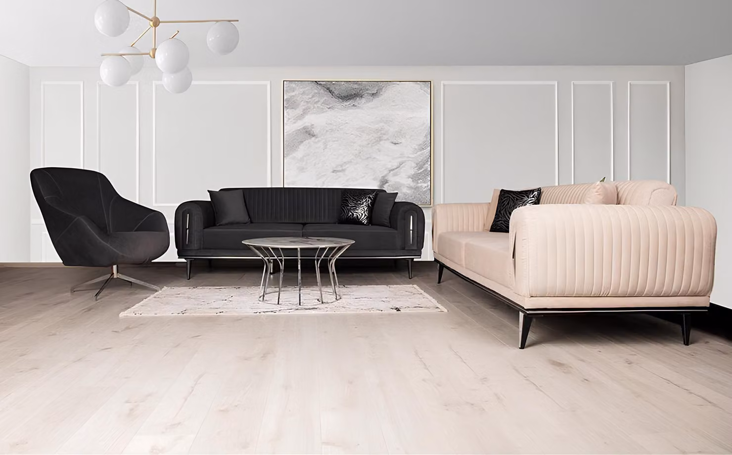 Dreisitzer Couch Polster Einrichtung 3 Sitz Platz Couchen Sofa Schwarz Möbel