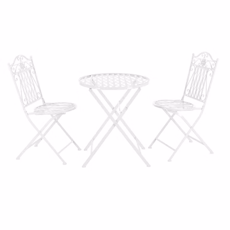 In And OutdoorSet da bistrot Reece - tavolo da giardino in metallo - con 2 sedie da giardino - bianco - metallo robusto - resistente alle intemperie