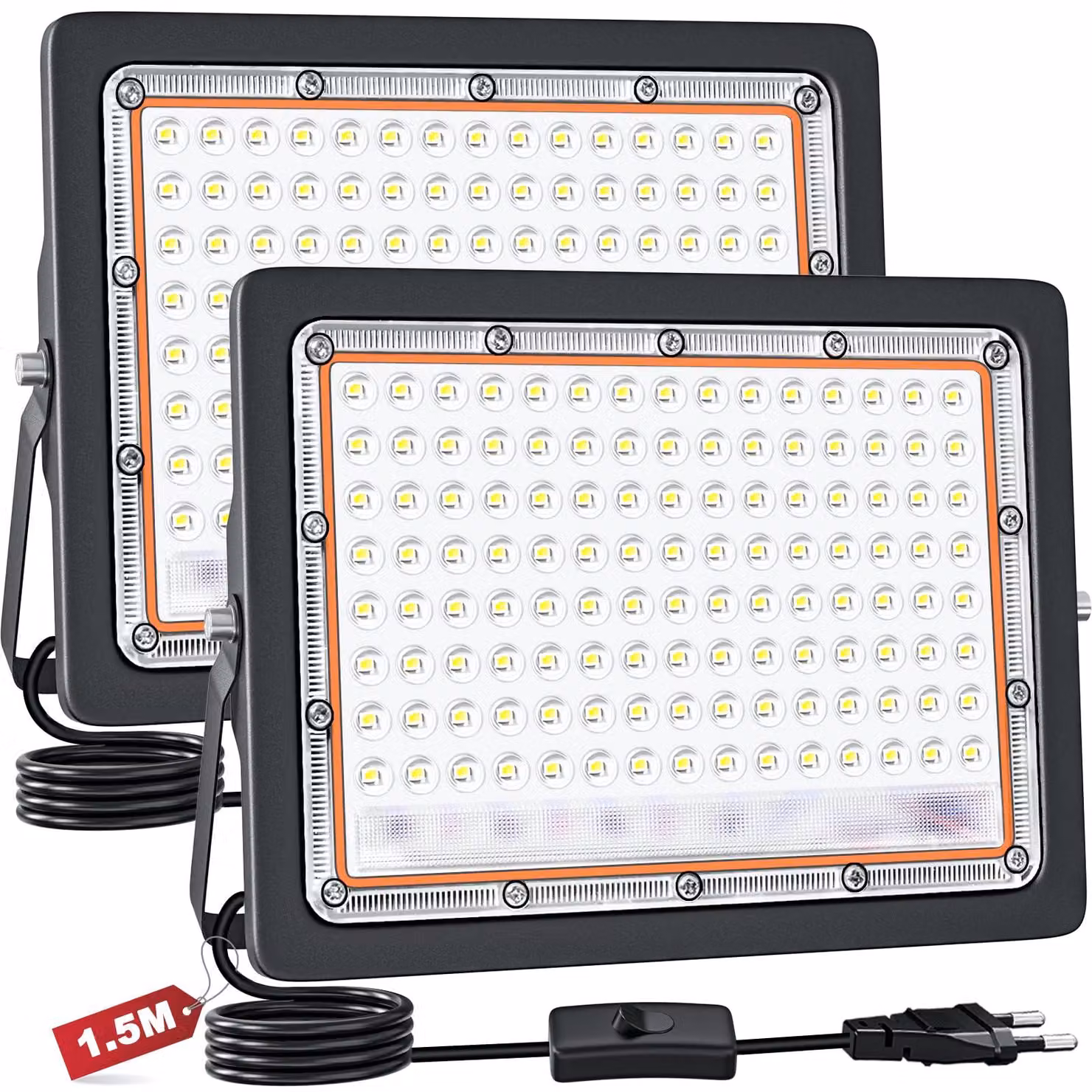 Faretto LED, confezione da 2, 100W, 10000 lumen, grado di protezione IP66, luce bianca fredda, 6500K