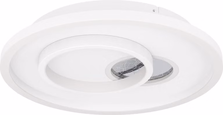 EGLO plafoniera LED Tiriolo, lampada da soffitto geometrica, lampada da soggiorno in metallo e plastica in bianco e argento, lampada da corridoio bianca neutra, ∅ 38 cm