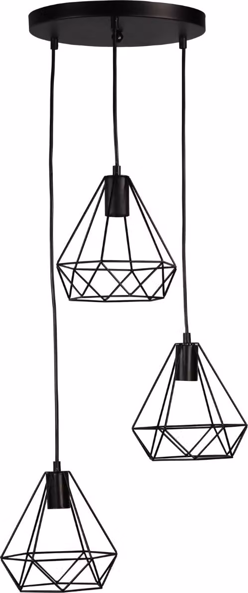 Lampada a sospensione VIGO nera 3xE27x20W in metallo, dimensioni: 120x40x20 cm, IP20, Polux