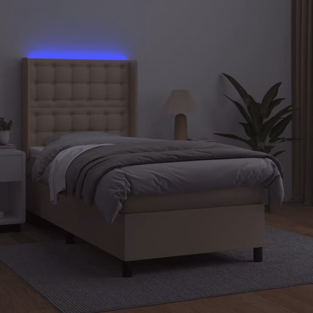 Maison Exclusive - Letto box spring con materasso e LED cappuccino 100x200 cm in