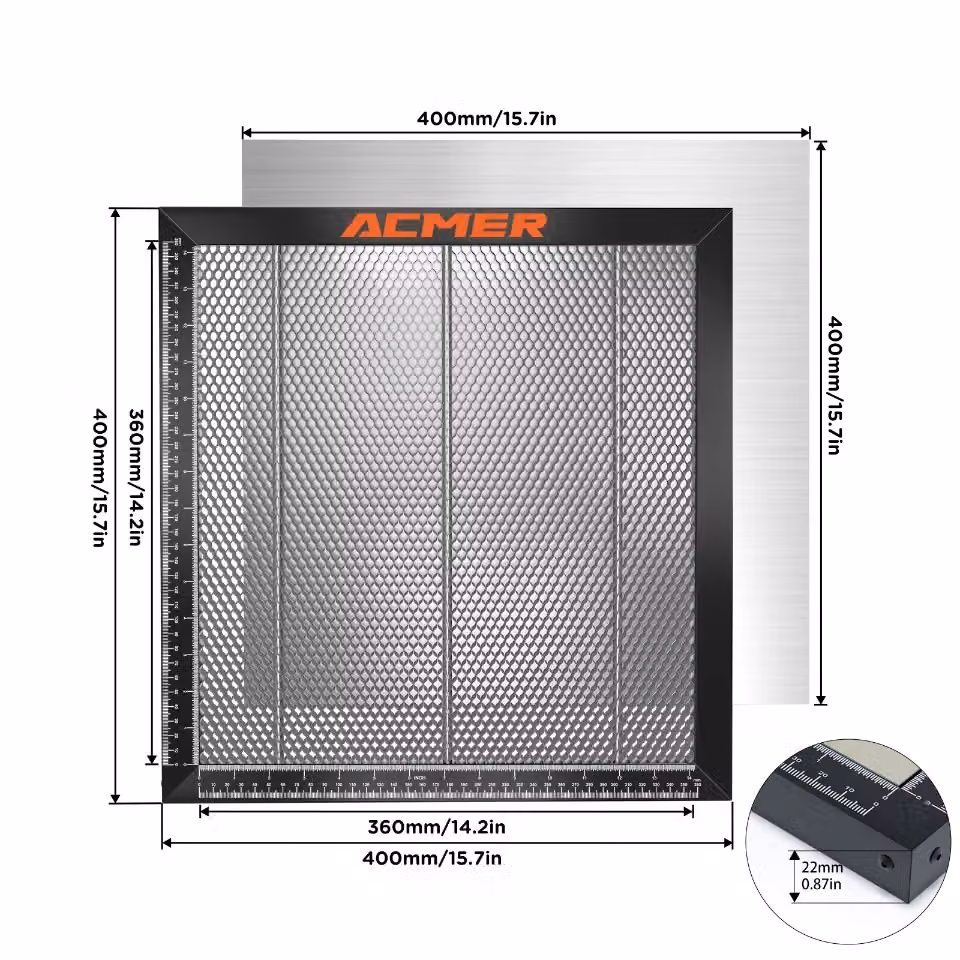 Tavolo da taglio laser a nido d'ape, efficiente circolazione dell'aria, varie opzioni di dimensioni, 400x400 mm
