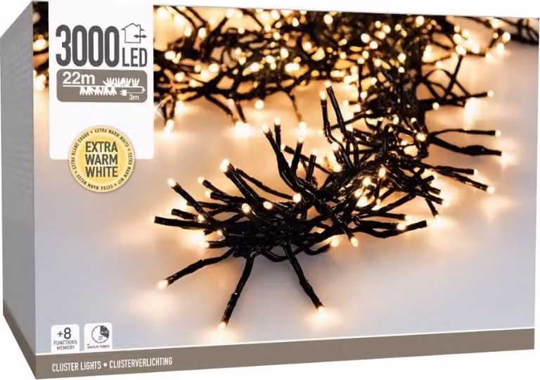 Illuminazione a grappolo/illuminazione natalizia 3000 LED - Bianco caldo - 22 metri
