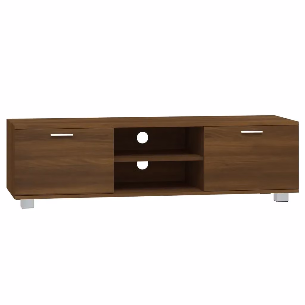 Mobile TV moderno vidaXL in legno e metallo marrone L: 140 cm, P: 40,5 cm, H: 35 cm – 2