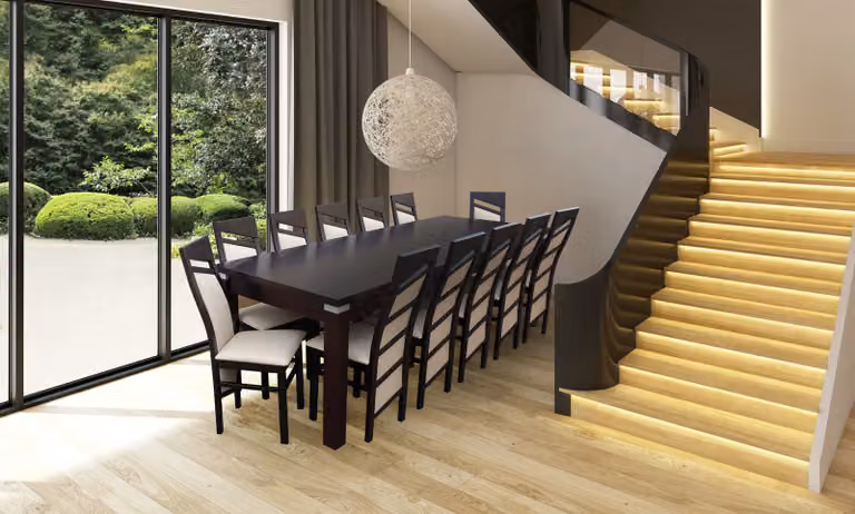Design Esszimmer Garnitur Stuhl Set Tisch + 12 Stühle Essgarnituren Tische Holz