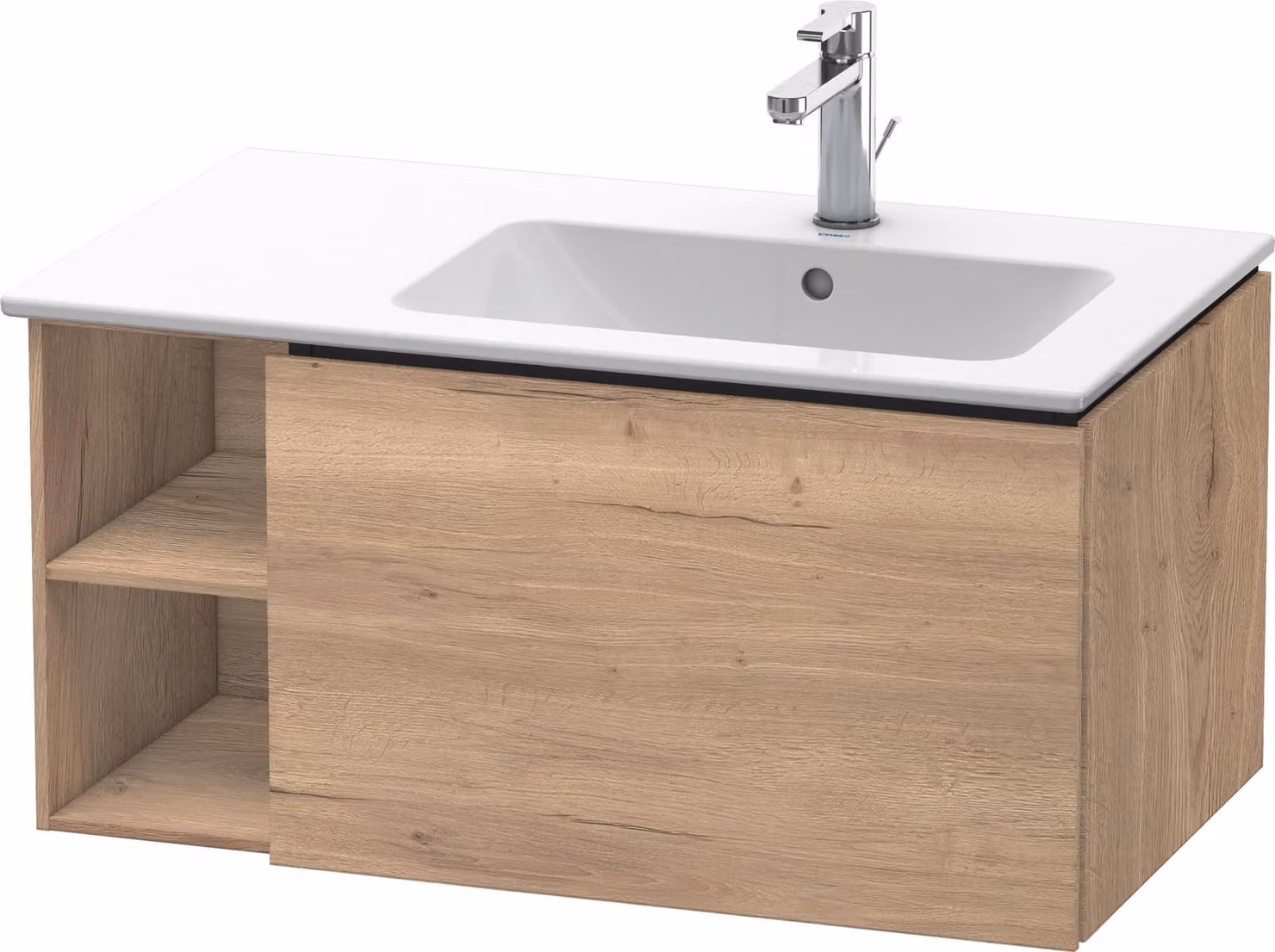 Duravit L-Cube Meuble sous-lavabo suspendu, 1 tiroir, étagère sur le côté, vasque à droite, 820x400x481mm, LC619205555, LC619205555