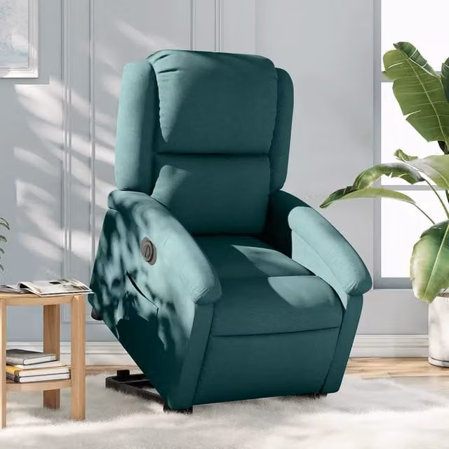 Poltrona Alzapersona Reclinabile Elettrica vidaXL Verde con Braccioli e Rivestimento in Tessuto