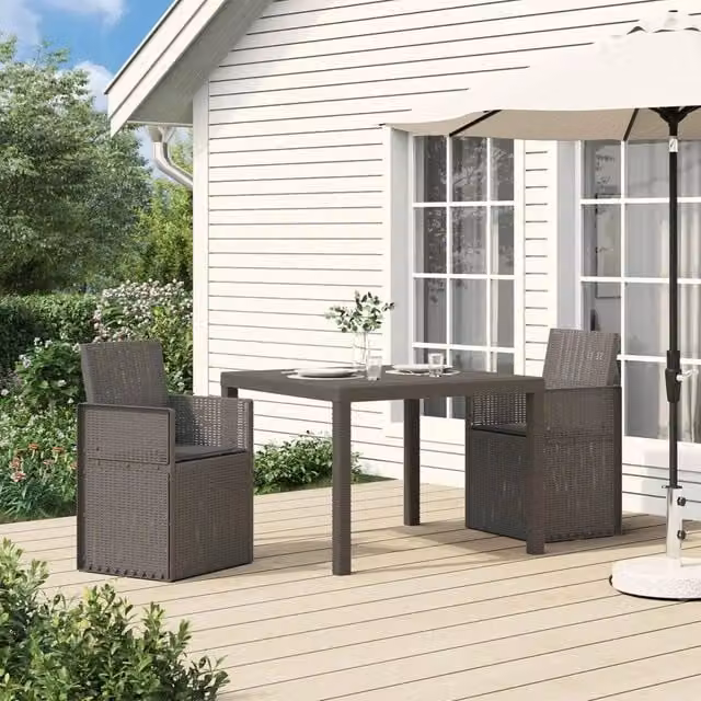 Set di 2 sedie da giardino moderne vidaXL in plastica resistente ai raggi UV, colore grigio chiaro e antracite, con braccioli