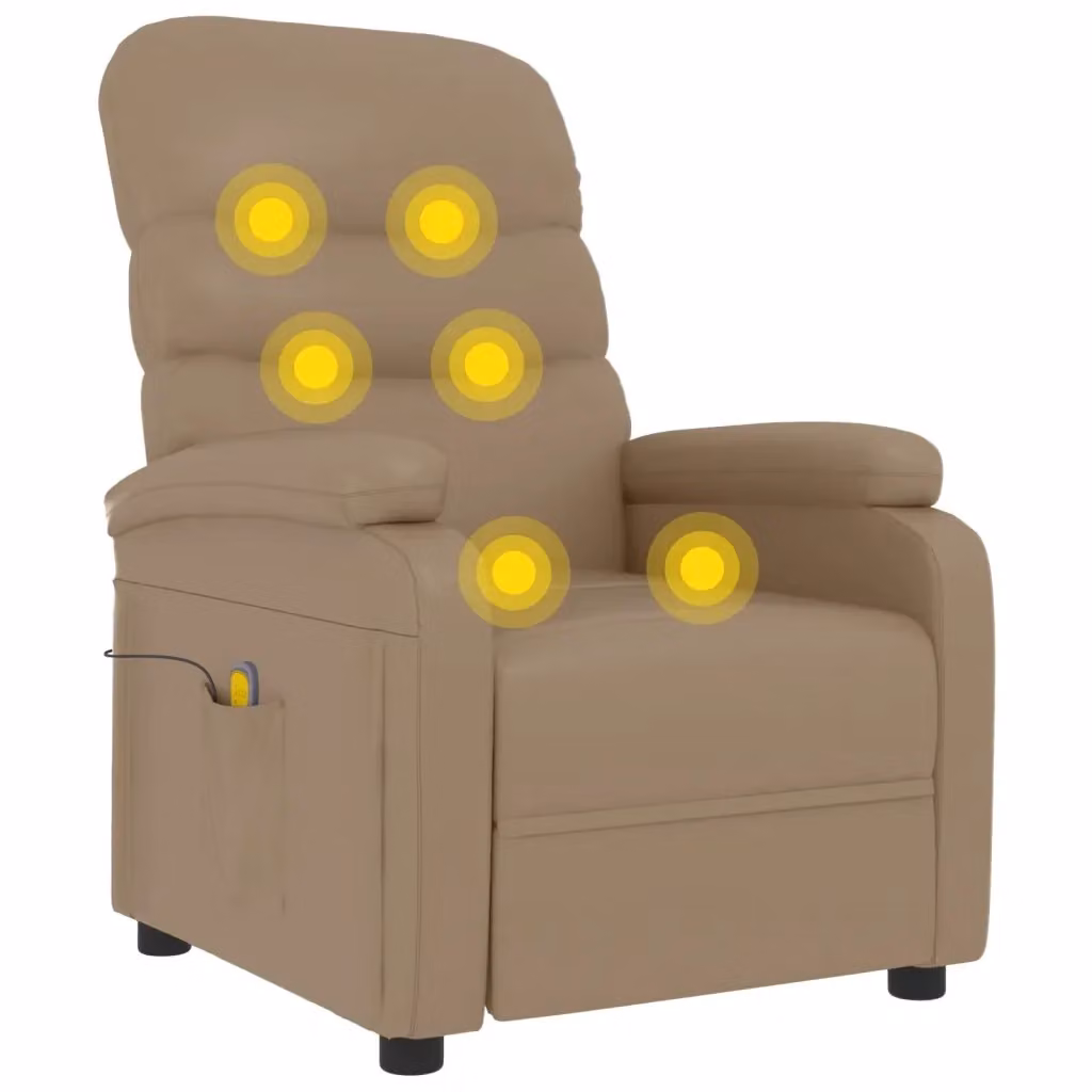 Poltrona relax reclinabile vidaXL in similpelle beige con braccioli e imbottitura in schiuma – 2