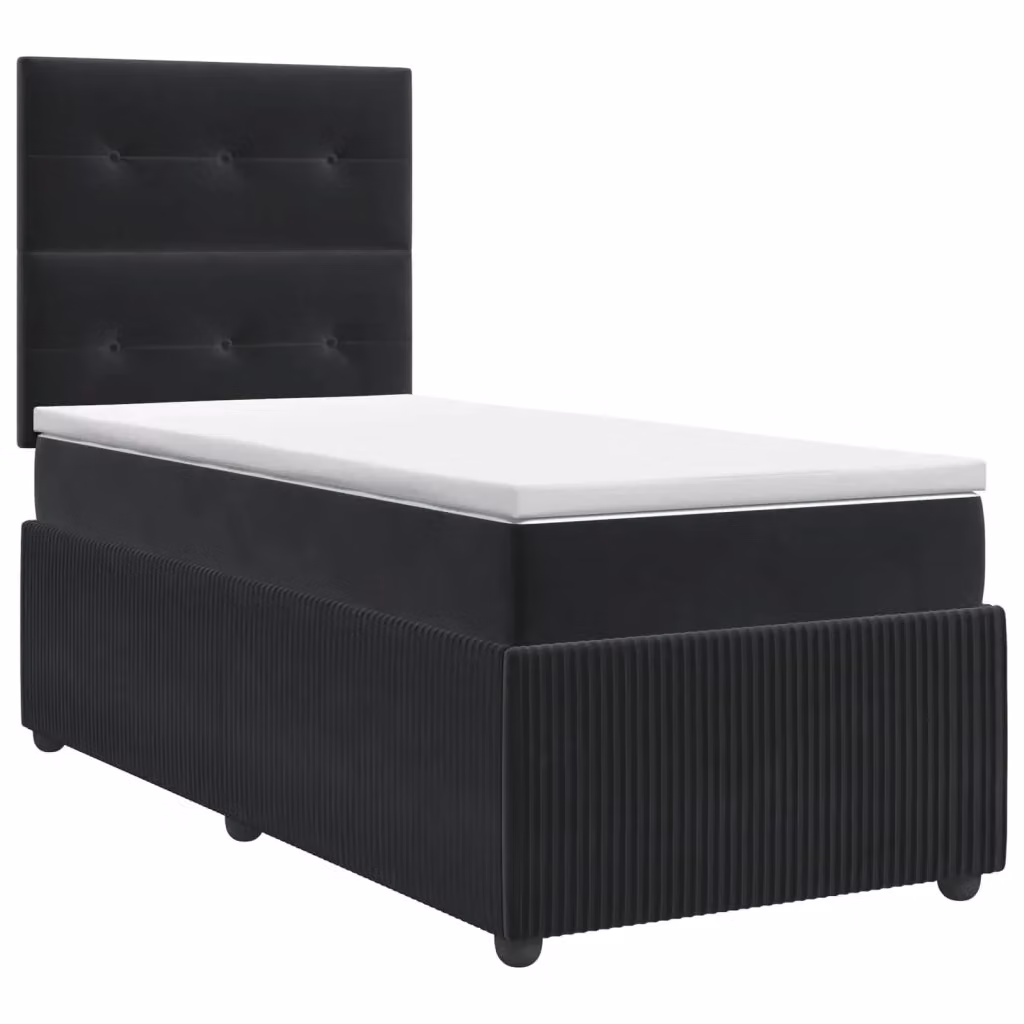 Letto box spring con materasso ibrido vidaXL in velluto nero L/P/H: 200 x 90 x 46 cm – 2