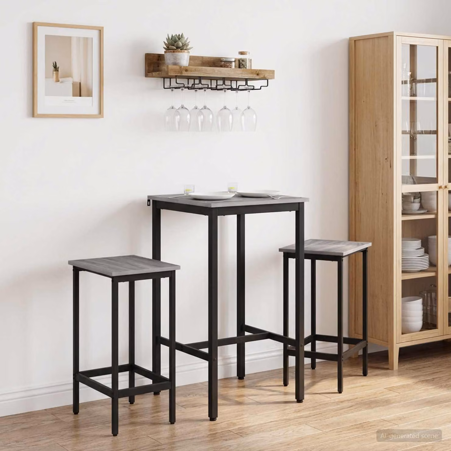 vidaXL Tavolo da bar moderno rettangolare in legno ingegnerizzato e metallo, L/P/H: 52 x 52 x 90 cm