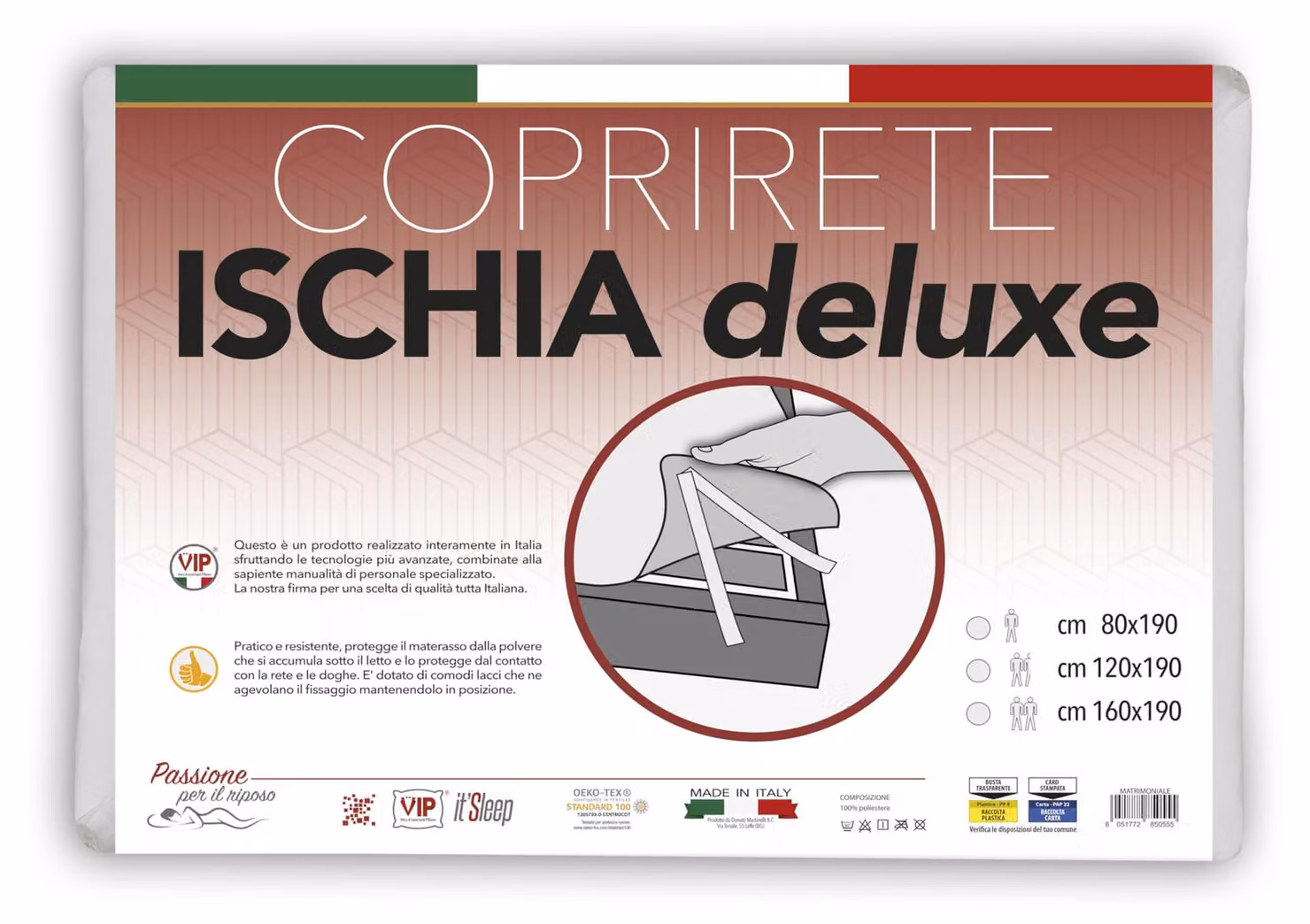 Coprimaterasso in feltro non tessuto, traspirante, con lacci di fissaggio