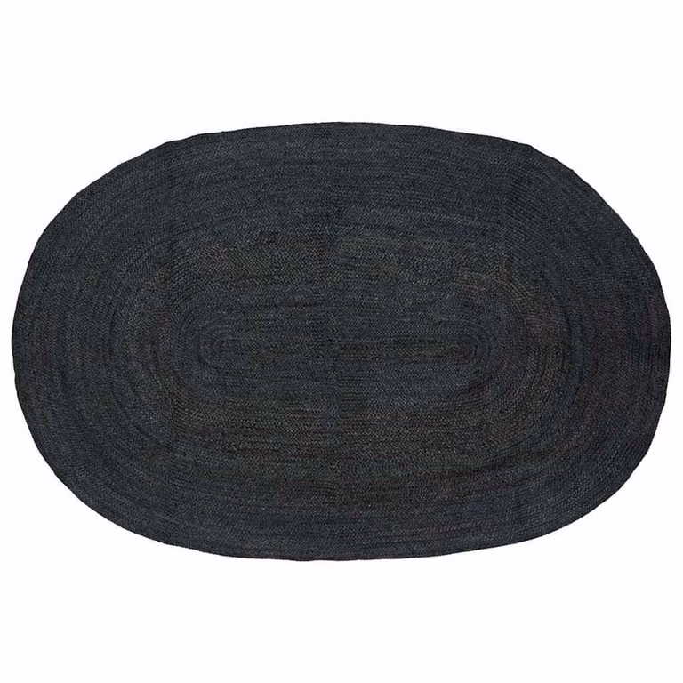 Tappeto in juta vidaXL moderno di forma ovale, colore grigio antracite, L: 245 cm x P: 152 cm