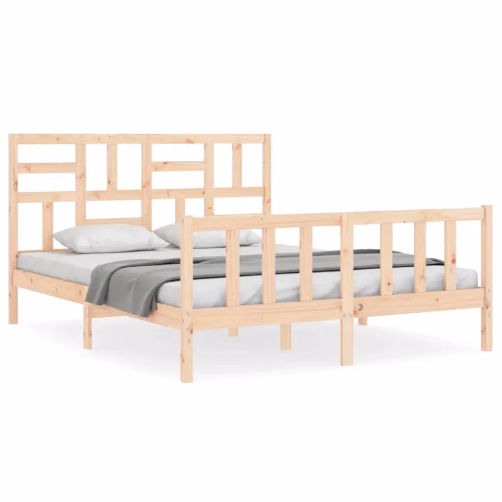 Giroletto vidaXL in legno massello di pino naturale per camera da letto, L/P/H: 200 x 160 x 30 cm – 2