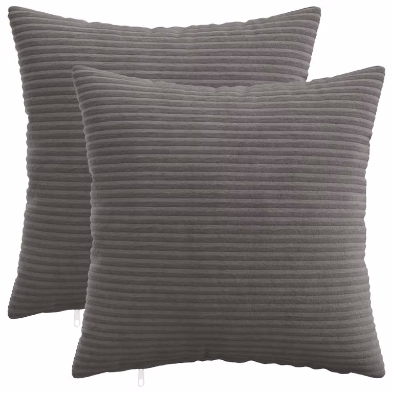 Set di 2 federe vidaXL HEERLEN in velluto a coste grigio scuro, L 50 cm x P 50 cm
