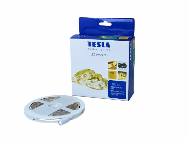 Tesla LED Streifen, 60LED/ m, lunghezza 3 m 1,5 m, 8 mm, 3000 K, SMD2835, IP20