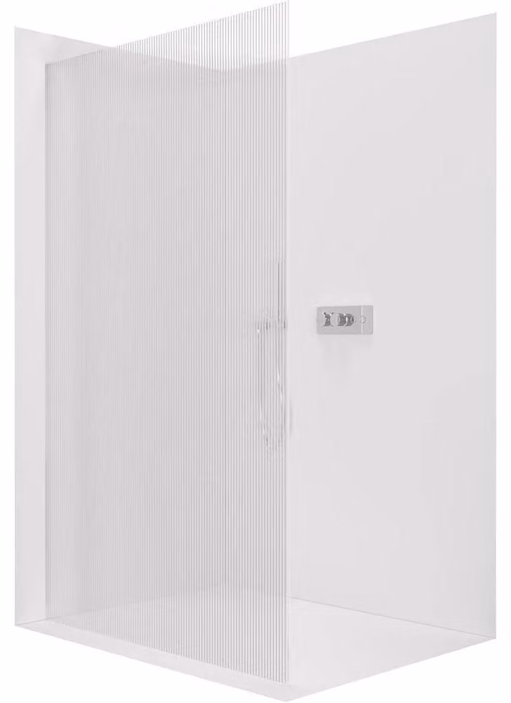 CERANO - Box doccia Walk-in Crystal L/P - 8 mm - sistema senza montanti - cromato, vetro rigato - 120x200 cm