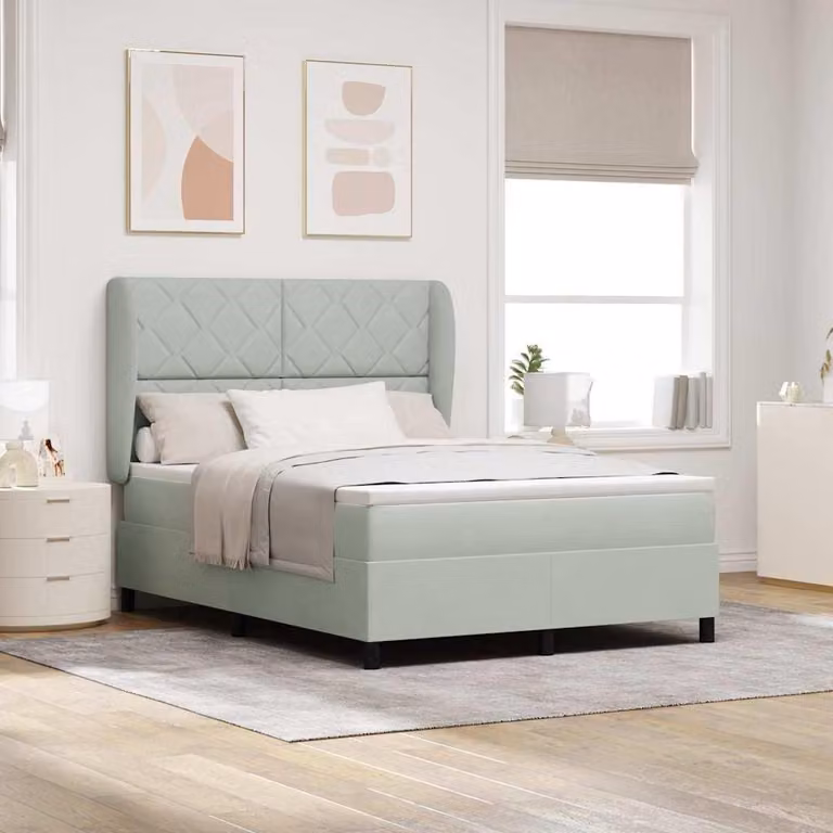 Maison Exclusive - Letto boxspring con testiera grigio chiaro 200 x 140 cm in velluto