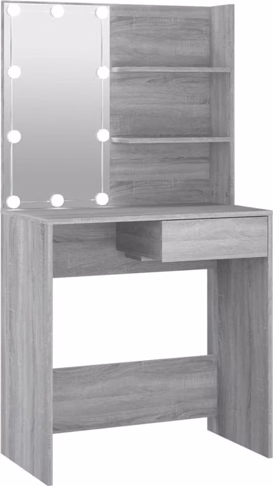 Toeletta con LED Grigio Sonoma 74,5x40x141 cm