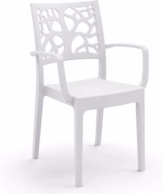 Set di 2 sedie con braccioli TETI Redokasa in polipropilene impilabili, design moderno resistente ai raggi UV, colore Bianco