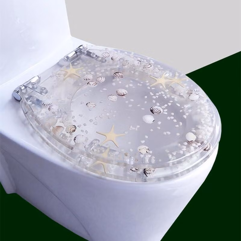 Copertura per WC in resina trasparente, igienica e confortevole, con cerniere in metallo regolabili