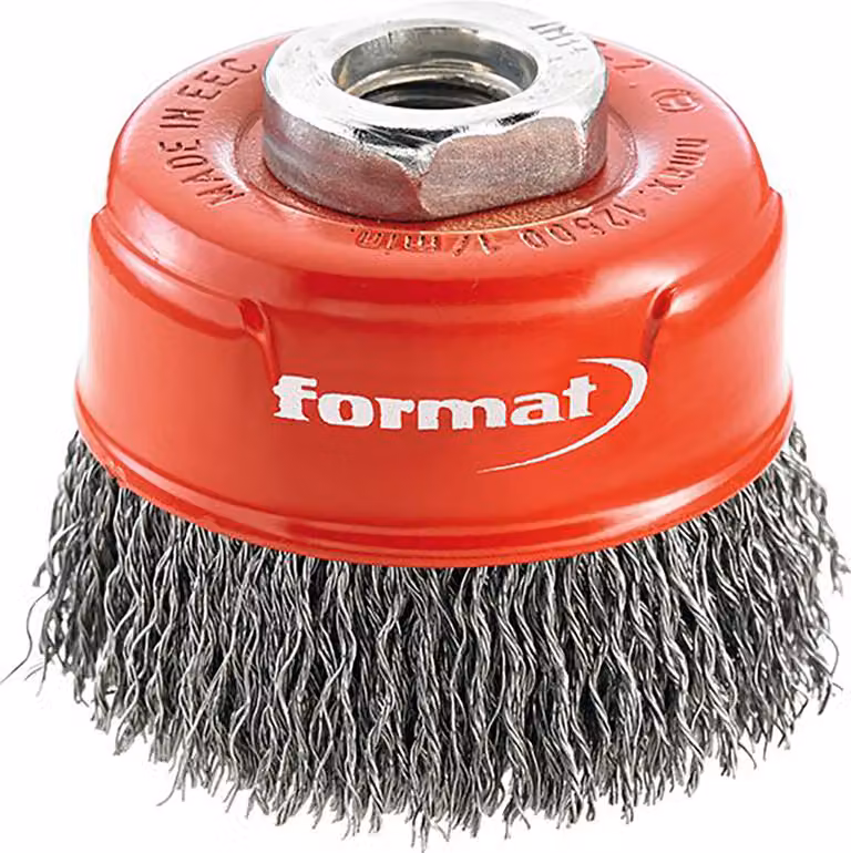 Formato Spazzola a tazza Longlife in acciaio M14 aggraffato 80x mm