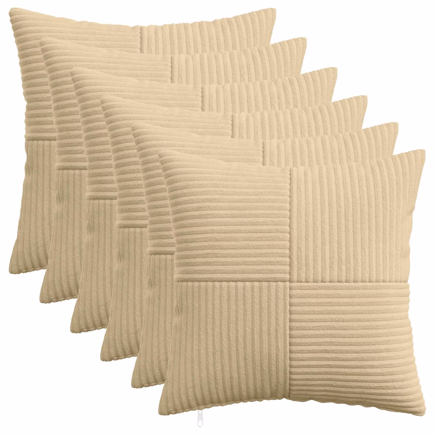 Set di 6 federe quadrate vidaXL ALMELO in velluto a coste, Grigio Verde, 40 x 40 cm