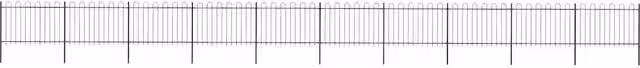 Recinzione da giardino vidaXL in acciaio con parte superiore ad anello, colore nero, L: 1673 cm, H: 120 cm