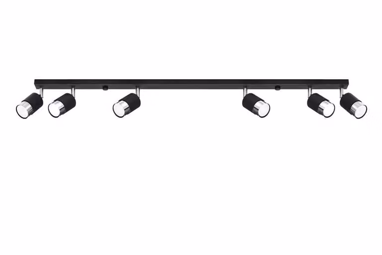 Lampada da soffitto NERO 6 nero/cromo 6xGU10 10W acciaio 18x5x117cm Sollux Lighting