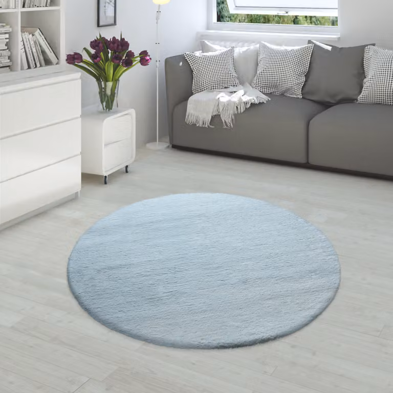 Tappeto rotondo in ecopelliccia Fluffy turchese di tappeto.it, Diametro: 160 cm