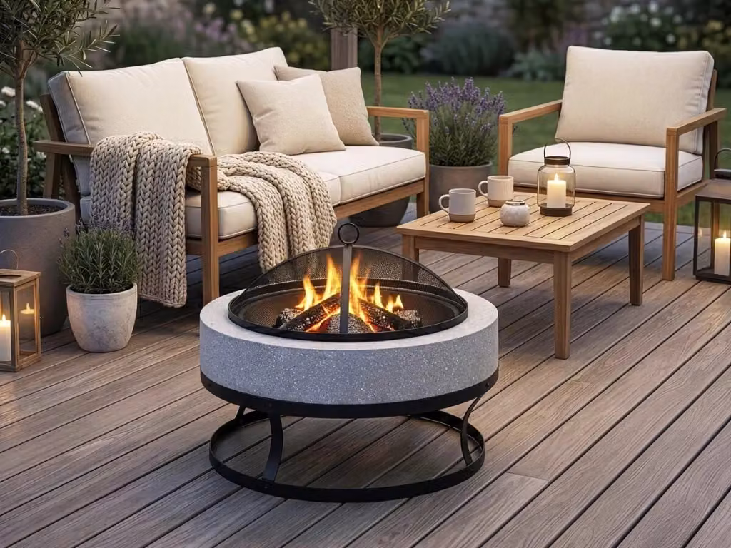Braciere in pietra Torro Habitat Et Jardin, Bianco, L/P/H: 70 x 70 x 49 cm – 2
