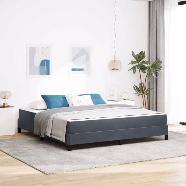 Letto con materasso a molle vidaXL in tessuto grigio, L/P: 180 x 200 cm