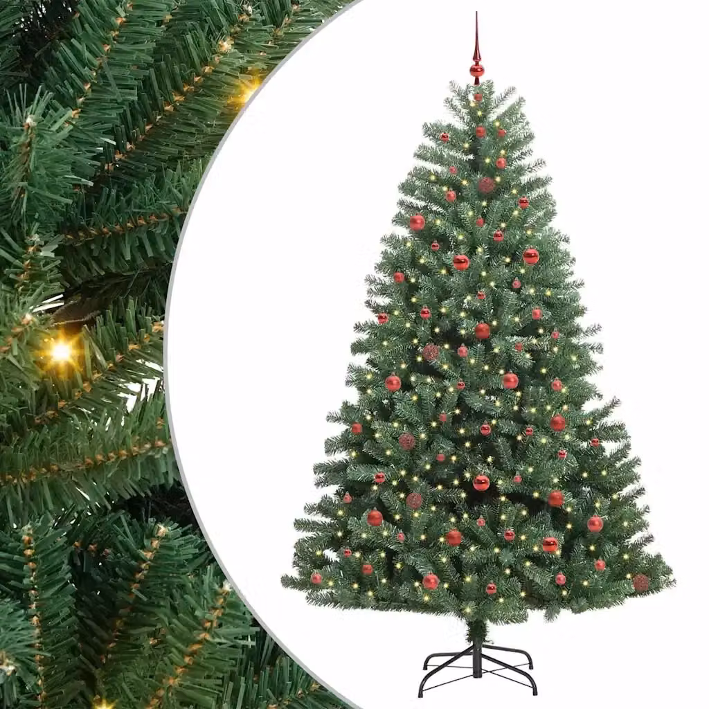 Albero di Natale Artificiale Moderno vidaXL Verde con Luci LED Warm White in PVC e Metallo – 2