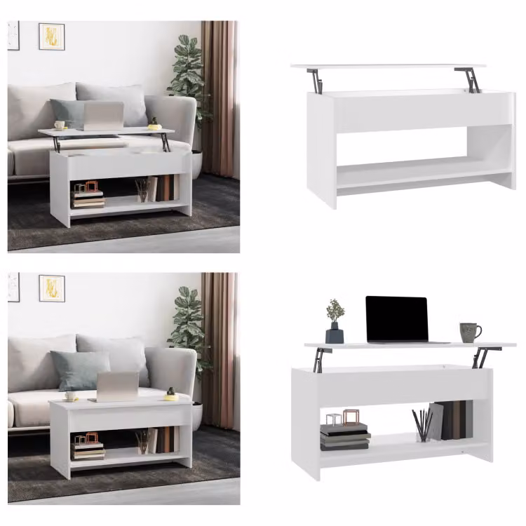 vidaXL Tavolino bianco 102x50x52,5 cm in legno - Tavolino - Tavoli da caffè - Tavolino - Tavolo da divano
