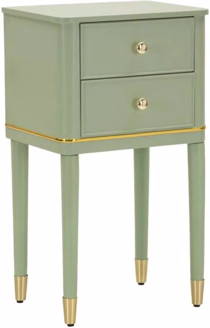 Comodino Camille KENDRA HOME in legno verde con dettagli oro