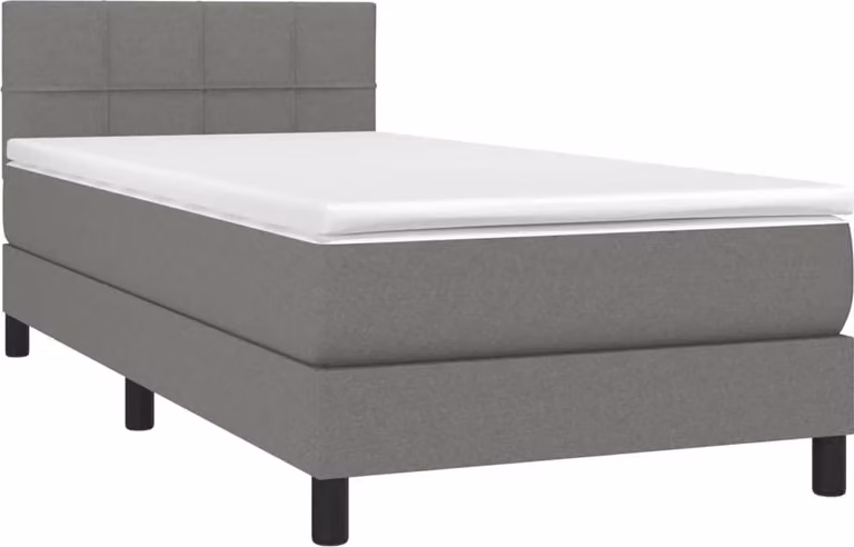Giroletto a Molle con Materasso Grigio Scuro 90x200 cm Tessuto
