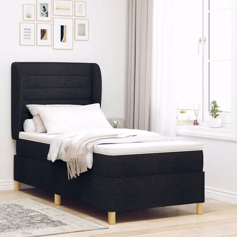 Letto ibrido con materasso a molle vidaXL Nero L: 90 cm, P: 200 cm