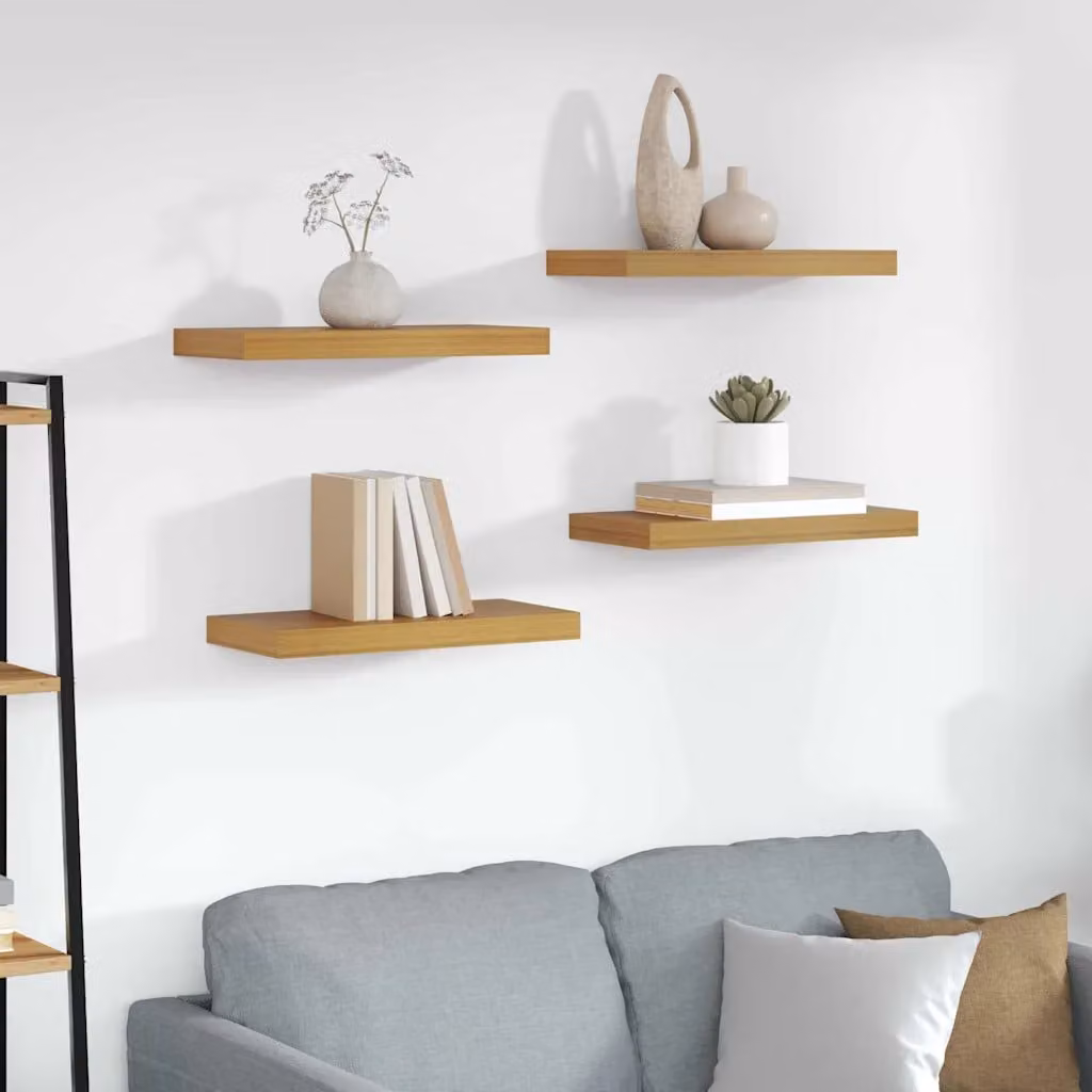 Set di 4 Scaffali da Parete Moderni vidaXL in MDF Beige L 50 x P 23,5 x H 3,8 cm