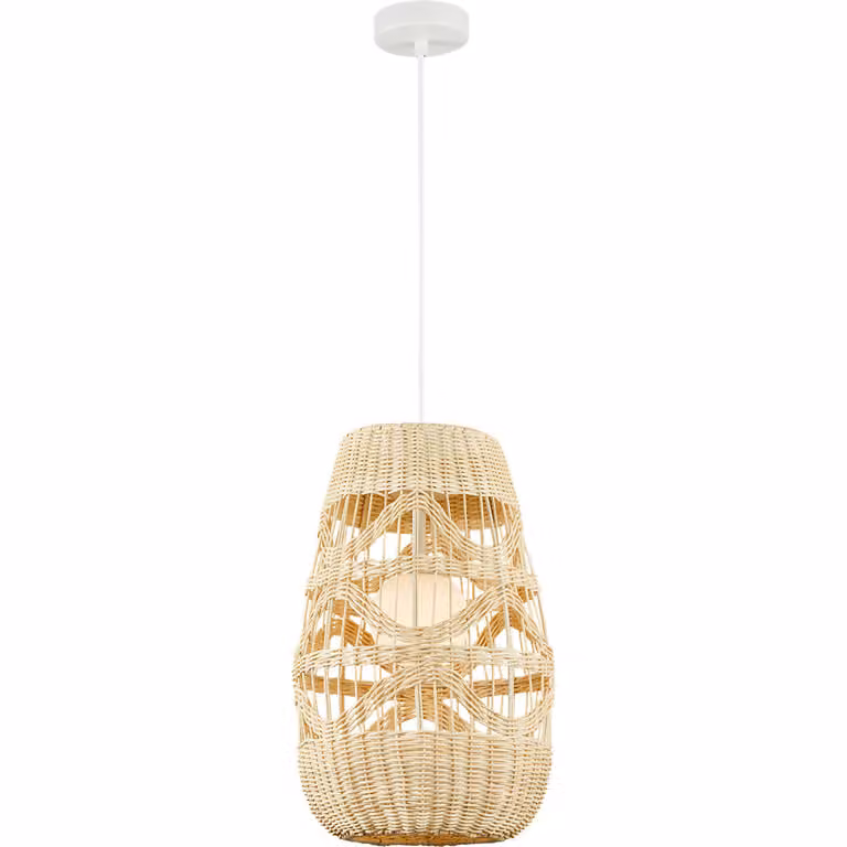 Lampada a sospensione ARONA NATURAL, 1 attacco G9, diametro 25 cm, colore bianco, realizzata in rattan