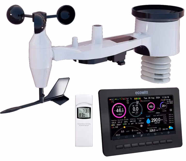 Stazione meteorologica wireless - Connessione Wi-Fi - Sensore 7-in-1 - Corpo in plastica - Colore nero