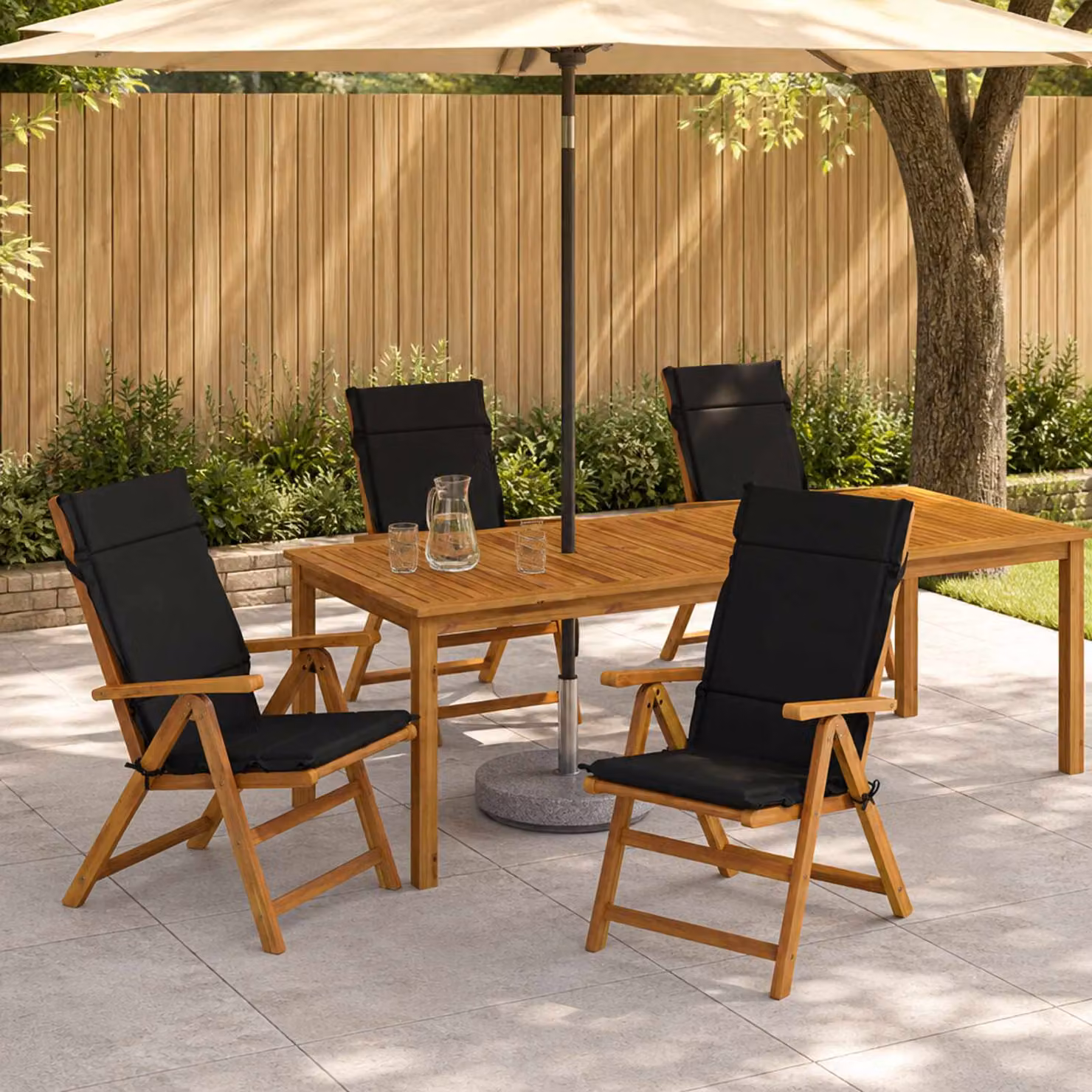 Set di 4 cuscini per sedia alta vidaXL GEMERT in poliestere, colore nero, con rivestimento rimovibile e lavabile