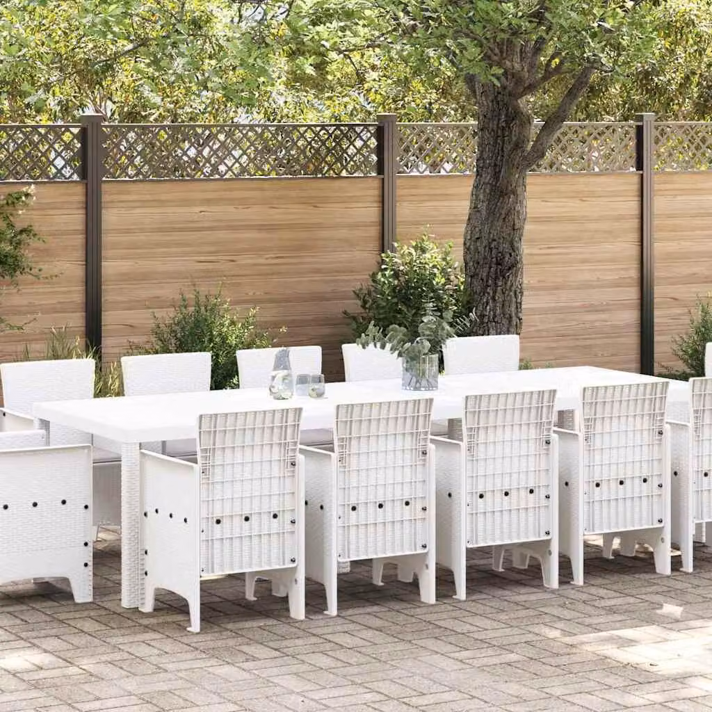 Maison Exclusive - Set da pranzo per esterno, 13 pezzi, bianco e grigio chiaro