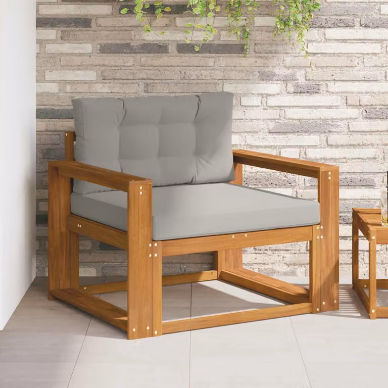 Divano centrale da esterno moderno vidaXL in legno di acacia naturale color marrone e grigio