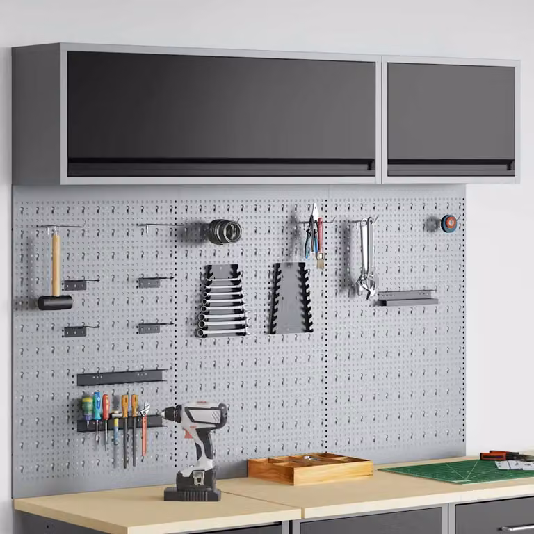 Set di 5 armadi per attrezzi vidaXL in metallo con scaffale, nero e grigio