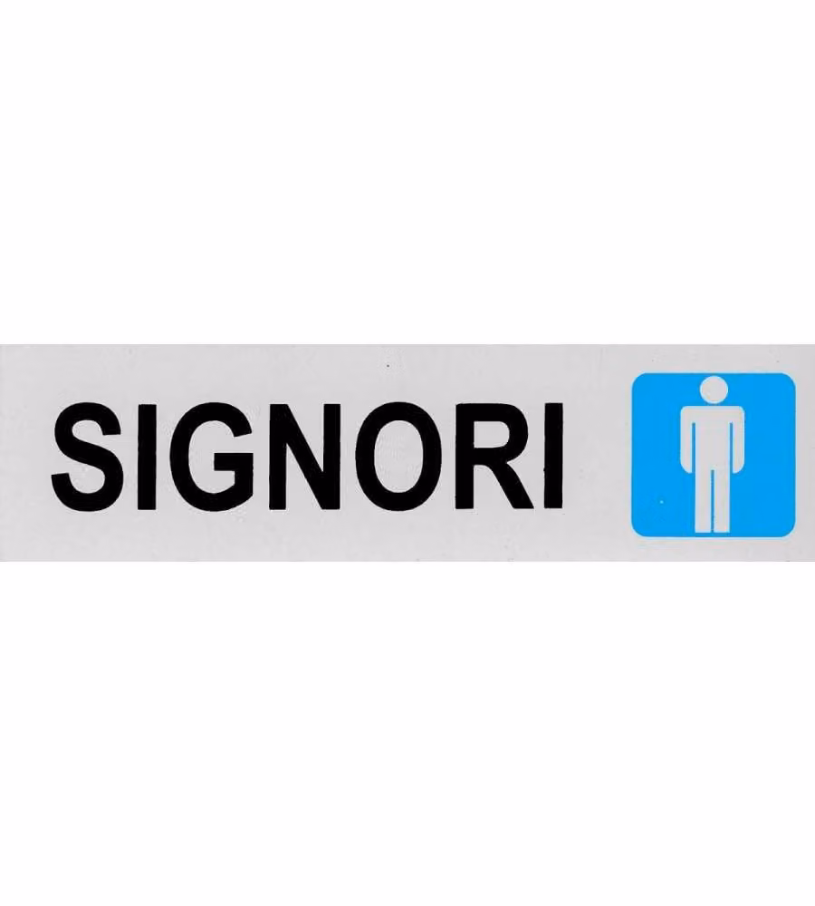 Targa Adesiva "Signori" Vinile Rigido 4x15 cm Grigia per Bagno